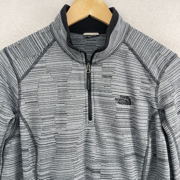 THE NORTH FACE Sweatshirt Womens M Fleece Striped 1/4 Zip Base Layer Gray - Picture 4 of 12